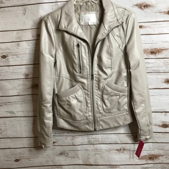 Xhilaration Jackets & Blazers - Xhilaration Cream Faux Leather Jacket